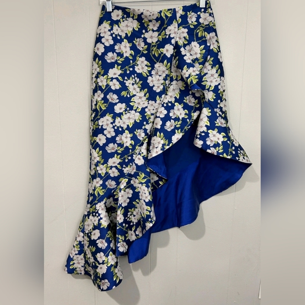 Alice + Olivia asymmetrical lovetta floral print ruffle high low Skirt Size 4 - Picture 8 of 13